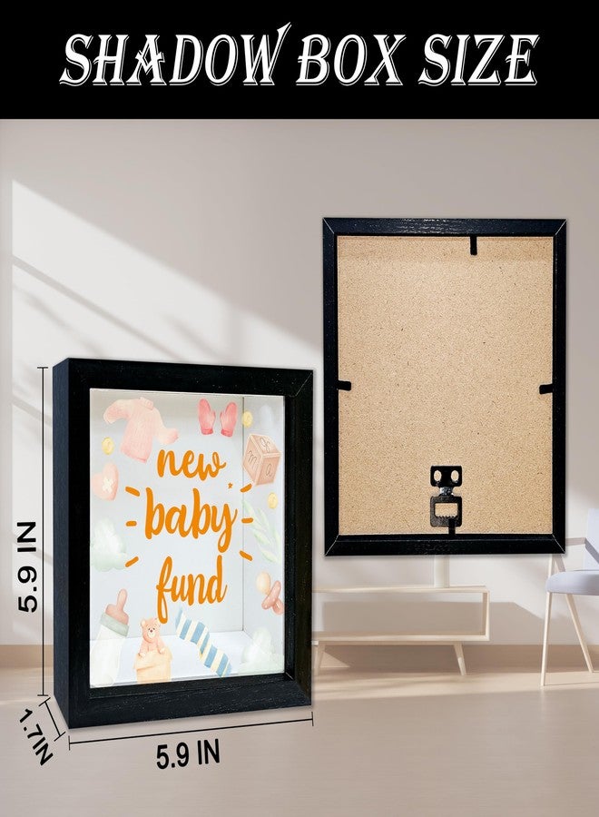 Mueddur Baby Fund Shadow Box Frame, Travel Memory Keepsake Box with Slot, New Baby Themed Adventure Archive Box, Baby Piggy Bank Gifts for Kids Girls Boys, Decorative Wooden Money Box for Baby Shower -14 - Image 2